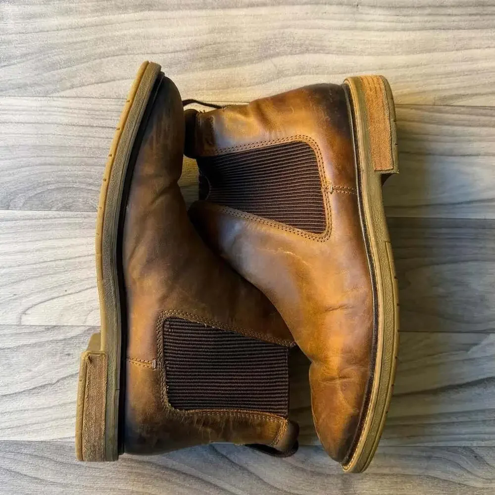 Clarks Men's Brown Leather Chelsea Boots Size 9